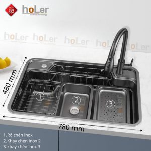 Châu Rửa Chén Inox Phủ Nano Đen Schmidt HLCRNN739-7848