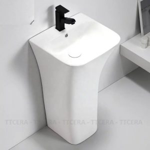 Lavabo Sứ Trụ Đứng Liền Khối Ovan Trắng Schmidt LBT09