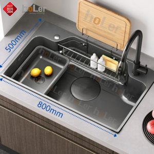 Châu Rửa Chén Inox Phủ Nano Đen Schmidt HLCRNN730-8050