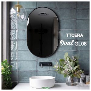 Gương Phòng Tắm Oval Viền Sắt Sơn Tĩnh Điện Đen Schmidt GL08