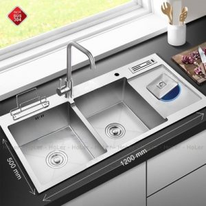 Chậu Rửa Chén Vắt Dao Hộc Rác Inox 304 Dày 3mm Schmidt HLCR714-12050DR