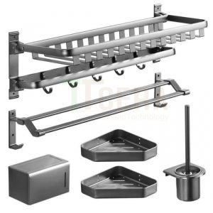 Combo 5 Món Treo Tường Phòng Tắm Sơn Tĩnh Điện Xám Schmidt CBRGT05