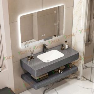 Combo Bàn Đá Bóng 2 Tầng Chống Trầy Tràn Viền + Bo Cạnh TLVBD-58 ( Trắng Muối Tiêu - Xám Muối Tiêu )