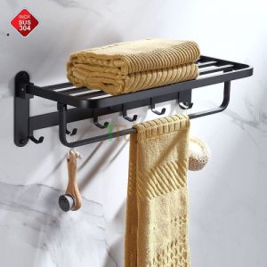 Giàn Vắt Khăn Đa Năng inox 304 Sơn Tĩnh Điện Đen Schmidt MKT1008