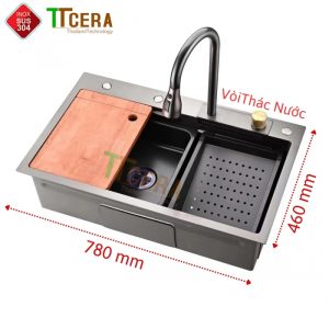 Combo Chậu + Vòi Rửa Chén Đơn Inox Phủ Nano Đen Schmidt CRNN914-7846