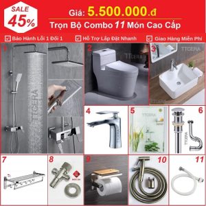 Combo Nhà Vệ Sinh Trọn Bộ 11 Món 5.5 Triệu CB11B-5500