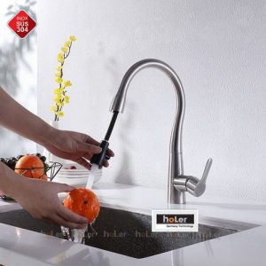 Vòi rửa chén nóng lạnh, dây kéo Inox SUS 304 Schmidt CHL948