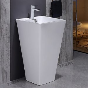 Lavabo Sứ Trụ Đứng Liền Khối Vuông Trắng Schmidt LBT04