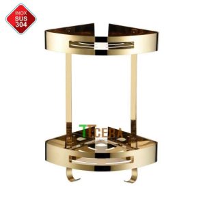 Kệ Góc Treo Tường INOX 304 Mạ Vàng Nan Vuông Đúc Đặc Schmidt RGT16