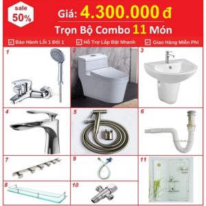 Combo Nhà Vệ Sinh Trọn Bộ 11 Món 4.3 Triệu CB11-43T